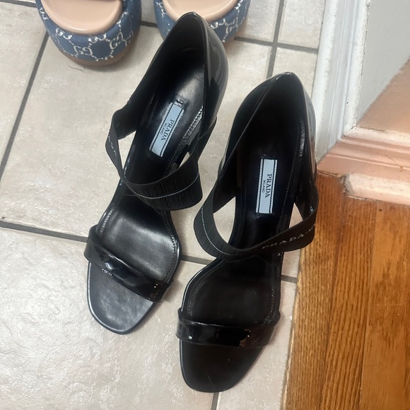 PRADA Black Patent Leather Peep Toe Pumps - Picture 9 of 12
